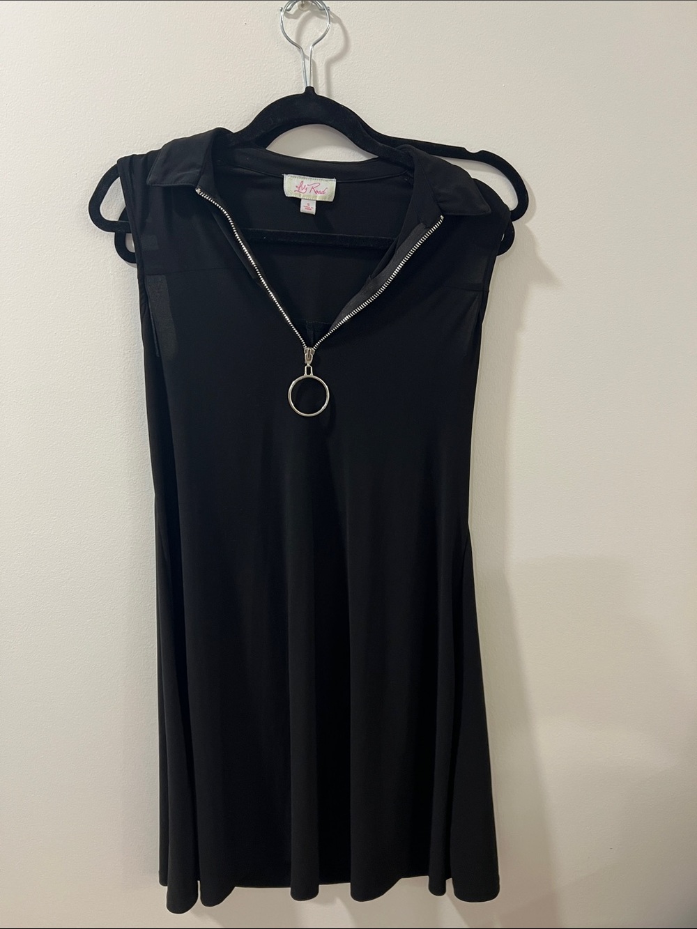 Ivy Road Black Sleeveless A-Line Dress with Zip Ring Pull
